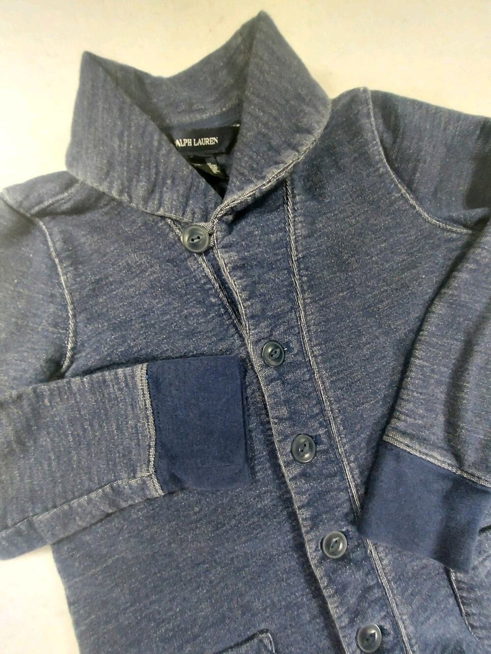 Ralph Lauren Kids Indigo Blue Shawl Collar Button Cardigan Sweater - Size 6X